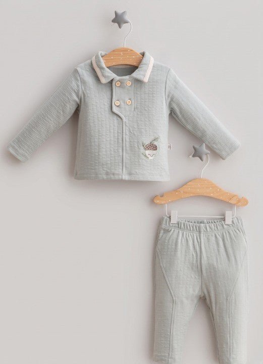 Erkek Bebek Çift Düğmeli 2li Alt Üst Takım - Tiny Koza Baby