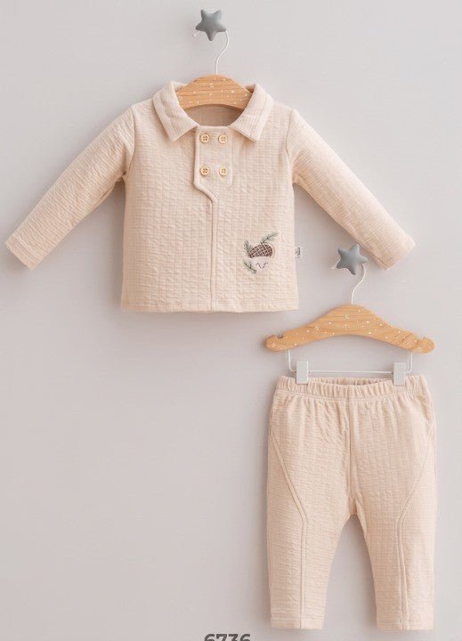 Erkek Bebek Çift Düğmeli 2li Alt Üst Takım - Tiny Koza Baby