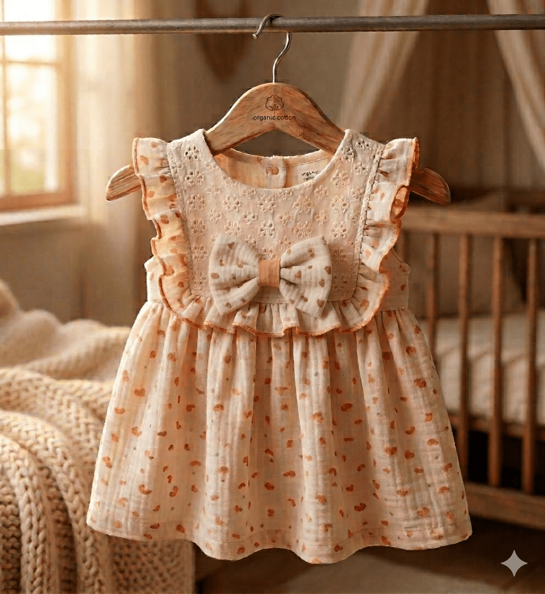 Kız Bebek Dantel Detaylı Fiyonklu Çiçek Desenli Şık Elbise - Elbise - Tiny Koza Baby & Kids