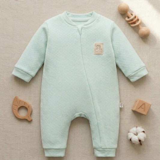%100 pamuklu unisex mevsimlik bebek tulumu mint yeşili tam boy